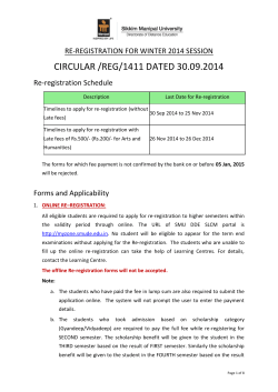CIRCULAR /REG/1411 DATED 30.09.2014 RE-REGISTRATION FOR WINTER 2014 SESSION Re-registration Schedule