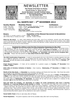 NEWSLETTER  The Parish of St Peter-in-Chains