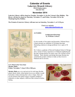 Calendar of Events Lakeview Branch Library November 2014