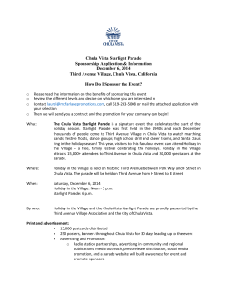 Chula Vista Starlight Parade Sponsorship Application &amp; Information December 6, 2014