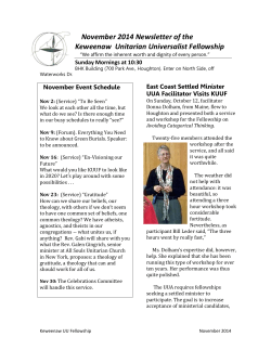 November 2014 Newsletter of the Keweenaw  Unitarian Universalist Fellowship