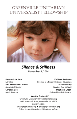 Silence &amp; Stillness Greenville Unitarian Universalist Fellowship