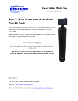 Clean Water Made Easy Pro-OX 7000-SXT Iron Filter Installation &amp; Start-Up Guide