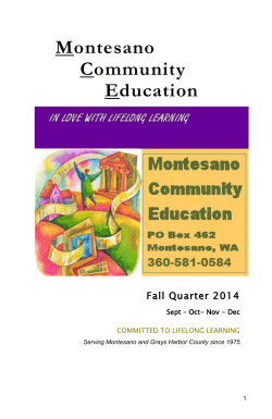 Montesano Community Education Fall Quarter 2014
