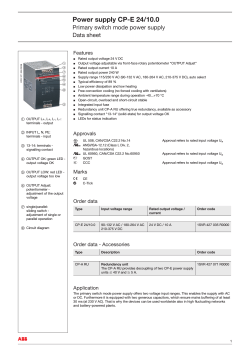 Power supply CP-E 24/10.0 Primary switch mode power supply Data sheet Features