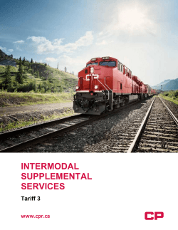 INTERMODAL SUPPLEMENTAL SERVICES www.cpr.ca