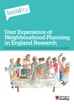 User Experience of Neighbourhood Planning in England Research