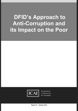 DFID’s Approach to  Anti-Corruption and its Impact on the Poor