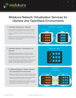 Midokura Network Virtualization Services for vSphere and OpenStack Environments MidoNet L2 Gateway