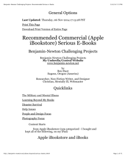 Recommended Commercial (Apple iBookstore) Serious E-Books General Options Benjamin-Newton Challenging Projects