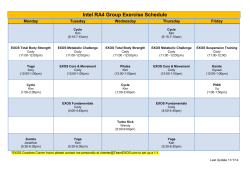 Intel RA4 Group Exercise Schedule Monday Tuesday Wednesday