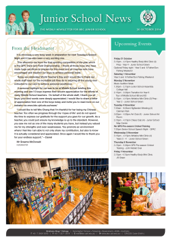 Junior School News Upcoming Events