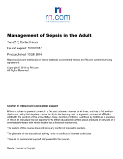 Management of Sepsis in the Adult Two (2.0) Contact Hours