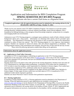 Application and Information for BSN Completion Program