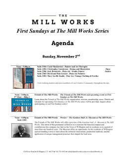Agenda First Sundays at The Mill Works Series Sunday, November 2