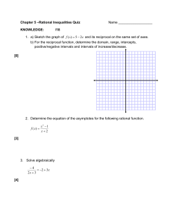 –Rational Inequalities Quiz Chapter 5 1.  a) Sketch the graph of