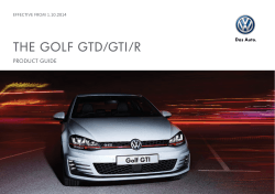 thE GoLf GtD/Gti/r proDuct GuiDE EffEctivE from 1.10.2014