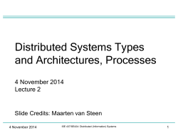 Distributed Systems Types and Architectures, Processes  4 November 2014