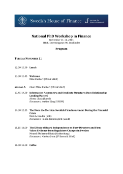 National PhD Workshop in Finance Program  T