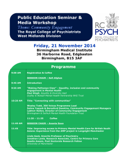 Public Education Seminar &amp; Media Workshop Theme: Community Engagement Friday, 21 November 2014