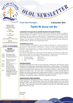 ‘Together We Journey with God.’ From the Principal …  6 November 2014