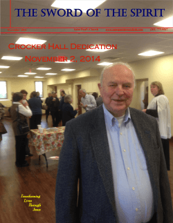 The Sword of The Spirit Crocker Hall Dedication November 2, 2014
