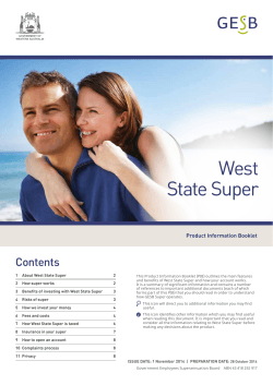 West State Super Contents Product Information Booklet