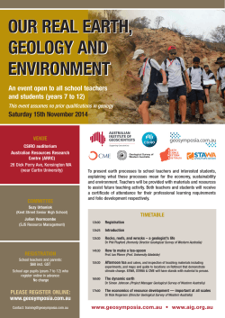 our reaL earth, geoLogy and environment an event open to all school teachers