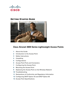 G S  Cisco Aironet 3600 Series Lightweight Access Points