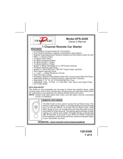 Model APS-422E 1 Channel Remote Car Starter Owner’s Manual