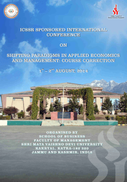 ICSSR SPONSORED INTERNATIONAL CONFERENCE ON SHIFTING PARADIGMS IN APPLIED ECONOMICS