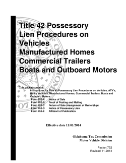 Title 42 Possessory Lien Procedures on Vehicles Manufactured Homes