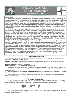 Parish Newsletter St. Brigid’s Parish, Killester November   2014