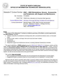 STATE OF NORTH CAROLINA OFFICE OF INFORMATION TECHNOLOGY SERVICES (OITS)