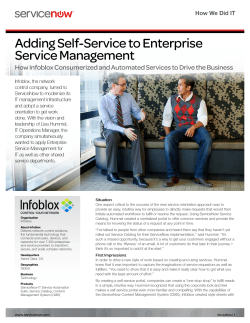 Adding Self-Service to Enterprise Service Management How We Did IT