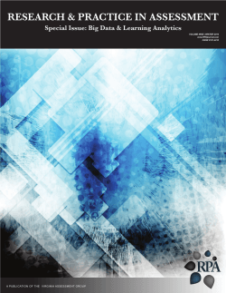 RESEARCH &amp; PRACTICE IN ASSESSMENT VOLUME NINE | WINTER 2014