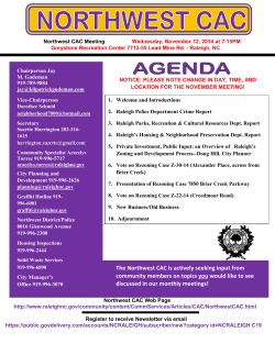 Northwest CAC Meeting Wednesday, November 12, 2014 at 7:15PM