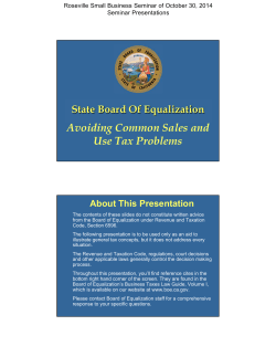 Avoiding Common Sales and Use Tax Problems State Board Of Equalization