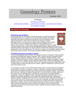 Genealogy Pointers  November 4, 2014 In This Issue