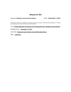 Request for Bid  November 3, 2014 Berkeley County School District