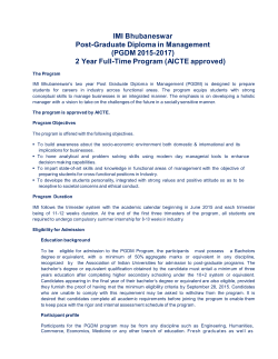 IMI Bhubaneswar Post-Graduate Diploma in Management (PGDM 2015-2017)