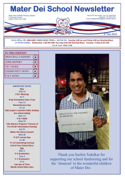 Mater Dei School Newsletter  6 Nov 2014