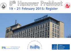 9 Hanover PreMoot 19 - 21 February 2015: Register th