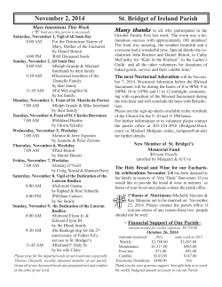November  2,  2014 St. Bridget of Ireland Parish
