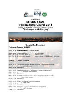 EFISDS &amp; EDS Postgraduate Course 2014 “Challenges in GI-Surgery” Scientific Program