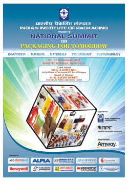 PACKAGING FOR TOMORROW NATIONAL SUMMIT INDIAN INSTITUTE OF PACKAGING ON
