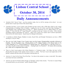 Lisbon Central School October 30, 2014 Daily Announcements