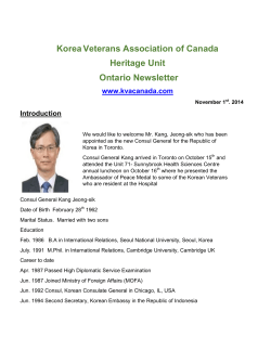 Korea Veterans Association of Canada Heritage Unit Ontario Newsletter