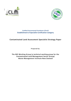 Contaminated Land Assessment Specialist Strategy Paper Establishment of Specialist Certification Category