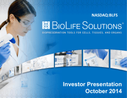 Investor Presentation October 2014 NASDAQ:BLFS
